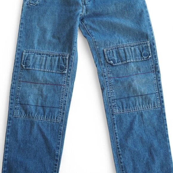 Tommy Jeans Vintage Y2K Button Fly Cargo Knees Jeans Medium Wash Junior 5 - Picture 9 of 11
